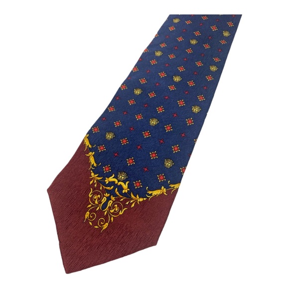 Rare Mens Gianni Versace Medusa Print Royal Blue & Red Designer Luxury Neck Tie - Picture 9 of 14